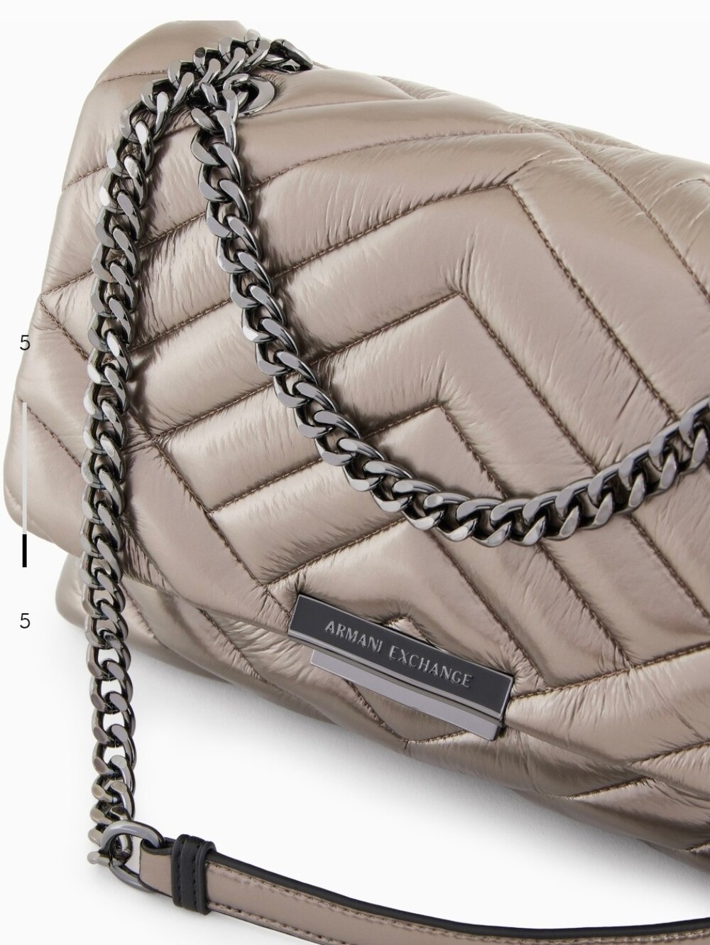 NWT Armani Exchange Metallic Gunmetal Quilted Chain Shoulder Bag - Picture 3 of 14